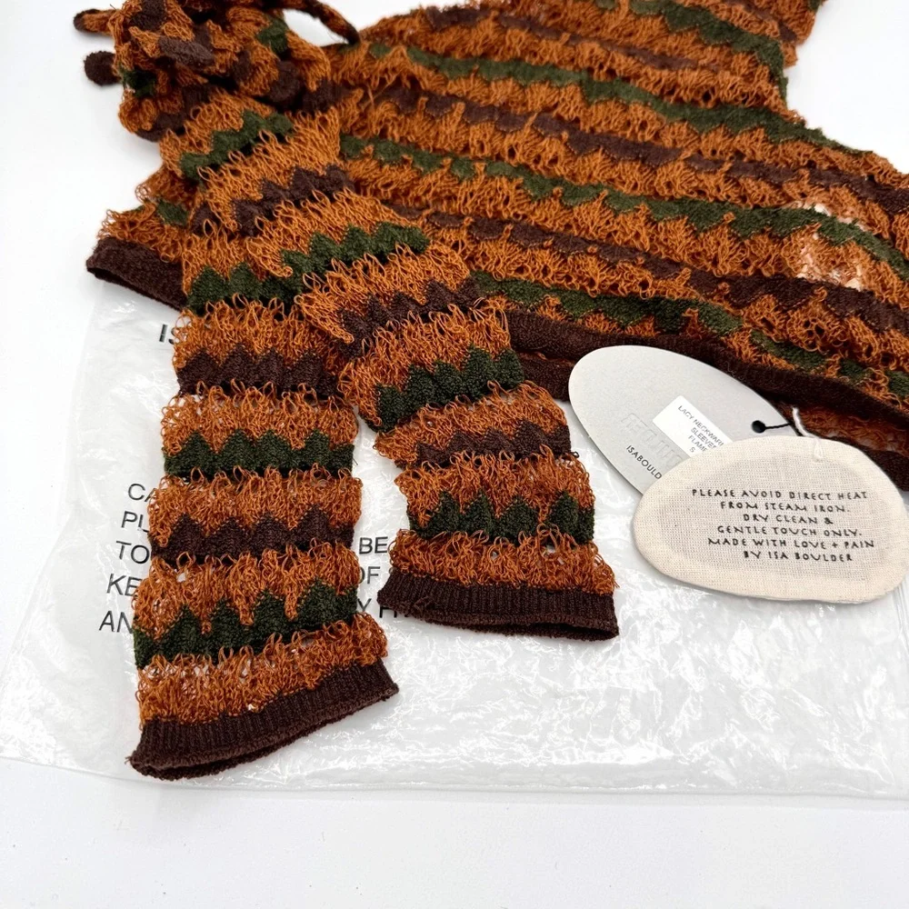NWT Isa Boulder Knit Lacy Neck-warmer and Sleeves Gloves Handmade - Picture 9 of 15